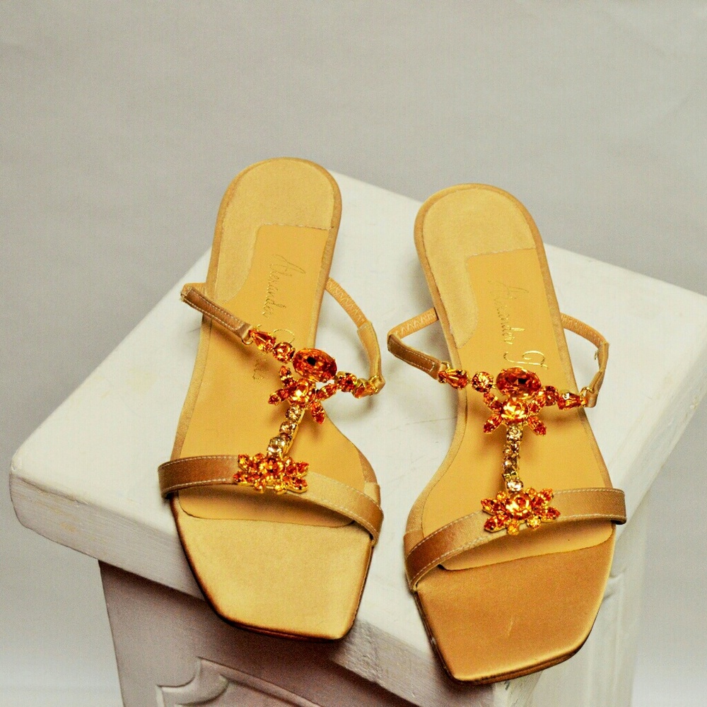 Gold Satin Kitten Heels